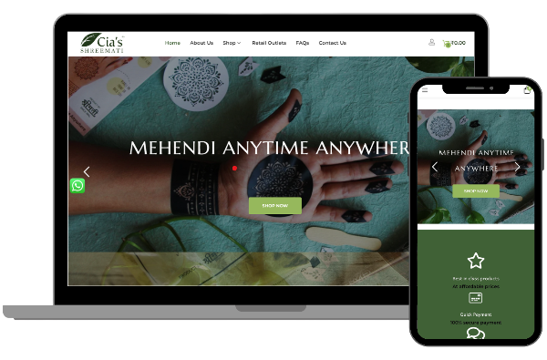 ShreeMati Mehendi mobile friendly website